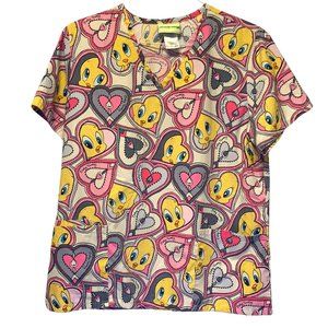 Looney Tunes Tweety Bird Heart Scrub Top Shirt